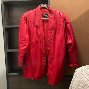 80s silhouette red leather jacket